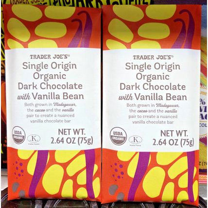 Trader Joe's Single Origin Organic Dark Chocolate with Vanilla Bean (2 Bars)