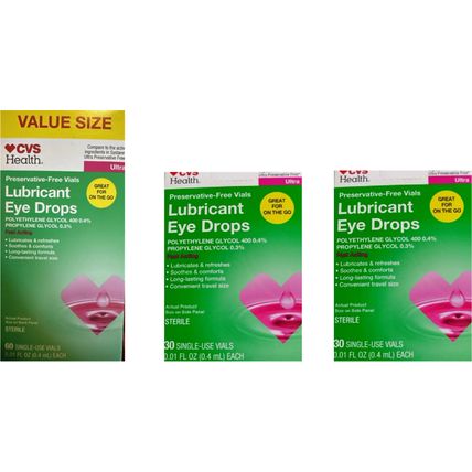 120ct CVS Lubricant Eye Drops Preservative Free Vials 9/25 - 8/26