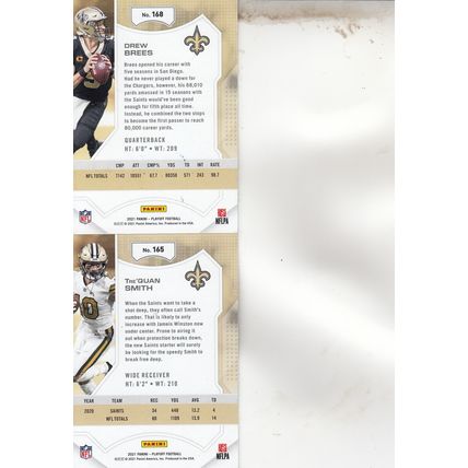 DREW BREES & Tre'QUAN SMITH AUTO 2021 NEW ORLEANS SAINTS SUPER BOWL CHAMPIONS