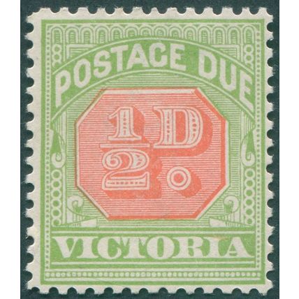 Victoria 1909 ½d dull scarlet & pea-green Postage Due SGD34b unused