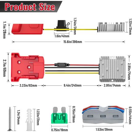 18V to 12V Step down Converter Compatible with Milwaukee 18V Battery Power Wheel
