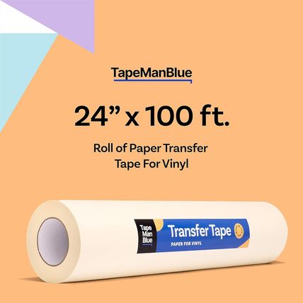 Transfer Tape for Vinyl, 24 Inch X 100 Feet, Paper with Layflat Adhesive. Americ