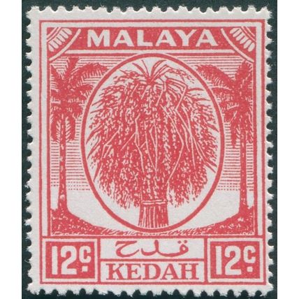 Kedah 1952 12c scarlet SG82a unused