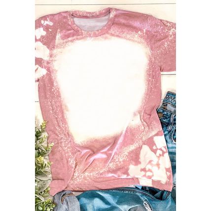 Pink Tie Dye Color Bleached Short Sleeve T Shirt