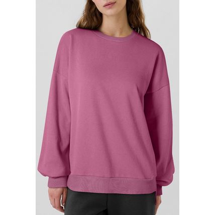 Valerian Solid Fleece Lined Drop Shoulder High Low Sweatshirt