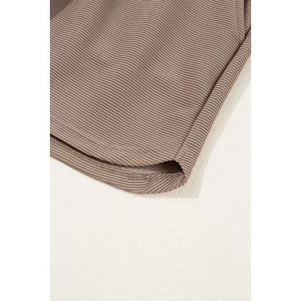 Dark Khaki Textured Short Sleeve Half Zip Drawstring Waist Romper