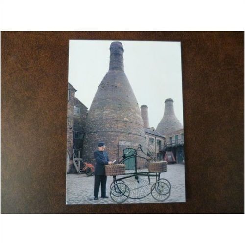 Centre Cycle 1881 Postman Stoke Kilns MPB Postcard Pottery Hen Chickens Potter 2