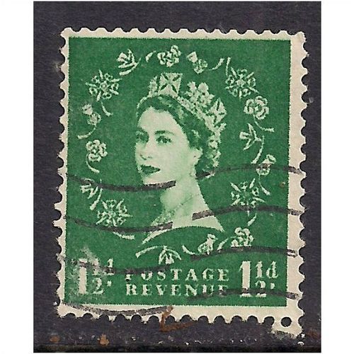 GB 1955 - 58 QE2 1 1/2d Green Wilding SG 542 WMK 165.(E697 )