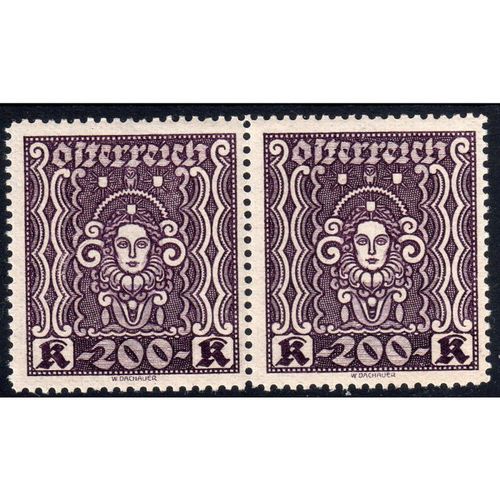 1922 AUSTRIA Sg503 200k PURPLE 1 UN MOUNTED 1 MOUNTED MINT PAIR (BD34)