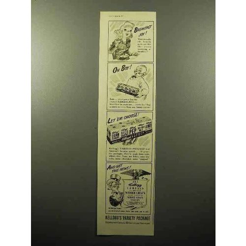 1942 Kellogg's Cereal Variety Package Ad - Joy!
