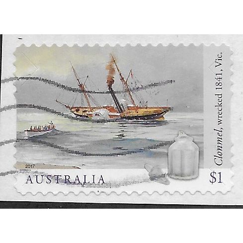 AUS 2017 $1.00 (S/A) 'SHIPWRECKS -CLONMEL' ON PAPER FINE USED (EBID25-859)