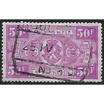 Belgium Epm Mi 248: 50 Fr. lilac-purple Railway Parcel Stamp: Coat of Arms.