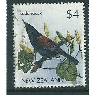 new zealand stamps birds $4 sg1295 sg 1295 used saddleback