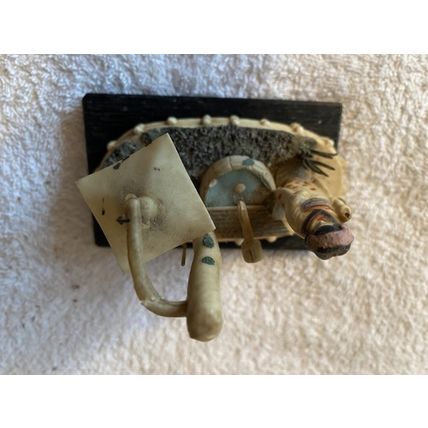 ORIENTAL Two Group Figurines Pre. 1939 Moulded White Plastic on Wood Base