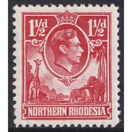Northern Rhodesia KGVI 1938-52 1 1/2d Carmine Red Animals SG29 Mint MH