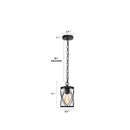 Uolfin Modern Lantern Outdoor Hanging Light 1-Light Black Drum Outdoor Pendant