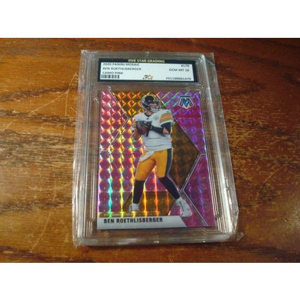 2020 Panini Mosaic, Graded Gem Mint 10, BEN ROETHLISBERGER, Steelers, Camo Pink
