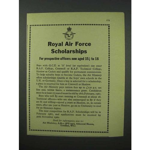 1960 Royal Air Force Ad - Scholarships