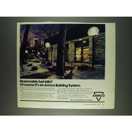 1978 Armco Building System Ad - Reasonable Fuel Bills