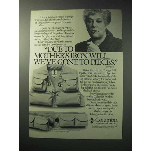 1986 Columbia Big Horn Vest Ad - Mother's Iron Will
