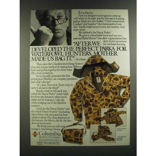 1986 Columbia Decoy Parka Ad - Perfect for Waterfowl Hunters