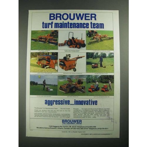 1987 Brouwer Ad - Mowers, Seeder/Overseeder, Sod Cutter, Greensmower