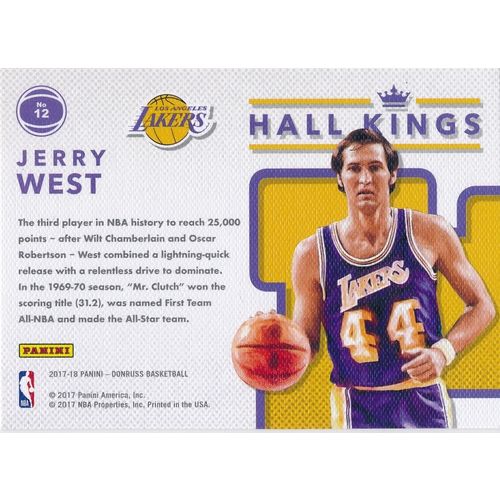 2017-18 Donruss Hall Kings 12 Jerry West Los Angeles Lakers