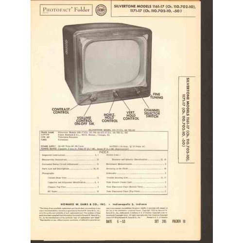 SILVERTONE model 1161-17 1171-17 TV television Sams Photofact manual