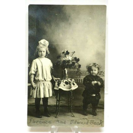 1910 Boy & Girl Florence & Edward Beck Vintage RPPC- Cyko Postcard (A3)