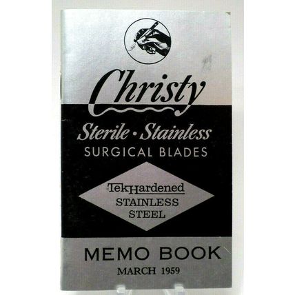 1959 Christy Sterile Stainless Surgical Blades Advertisement Memo Book (E16)