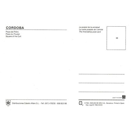 Cordoba Plaza del Porto Spain Postcard unused VGC