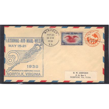 Event Airmail Week UC3 Die 2 6c Plane C23 6c Eagle (Cachet-Label/A) CV00909