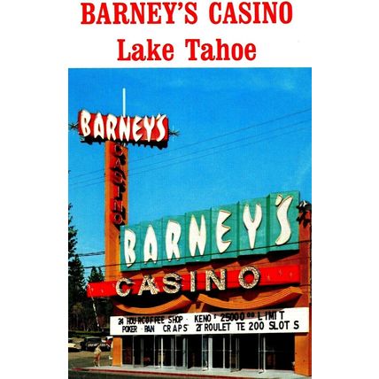 Lake Tahoe CA. Barney's Casino Placer County Mike Roberts Postcard (A11)