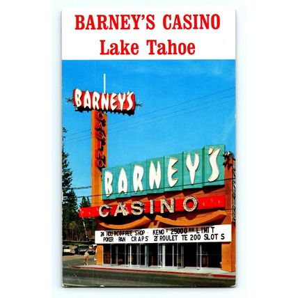 Lake Tahoe CA. Barney's Casino Placer County Mike Roberts Postcard (A11)