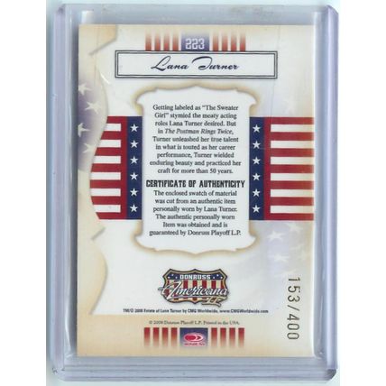 Lana Turner Costume Card 153/400 Donruss Americana #223