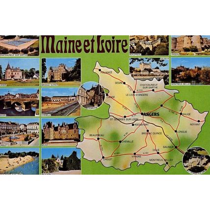 Maine Et Loire French Map Postcard