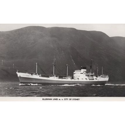 Ellerman Lines MV City Of Sydney Australian Ship Postcard