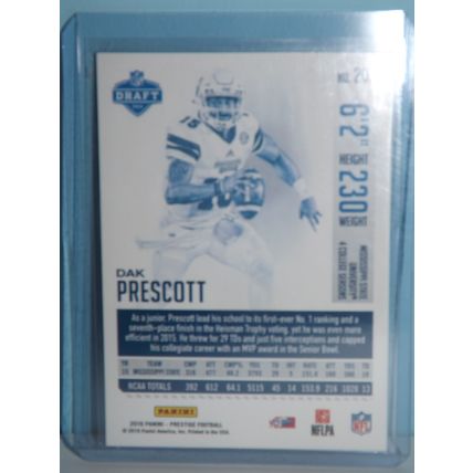 2016 Panini Prestige DAK PRESCOTT (Dallas Cowboys) Rookie Card #206