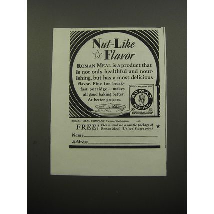 1933 Roman Meal Ad - Nut-like flavor