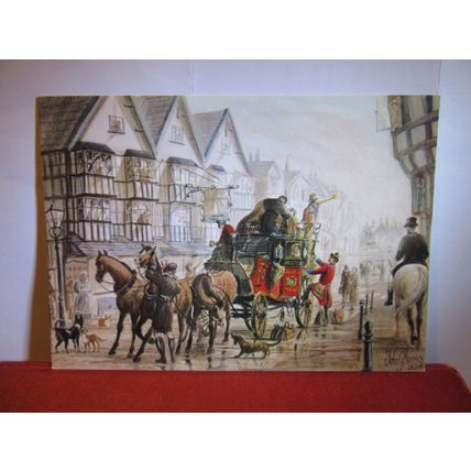 C.1830 MAIL COACH, BRISTOL MAIL CARRIERS by J Norriss postcard by Post Office =