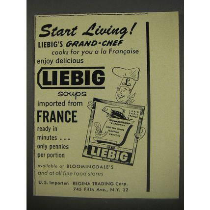 1956 Liebig Soups Ad - Start living! Liebig's grand-chef cooks for you