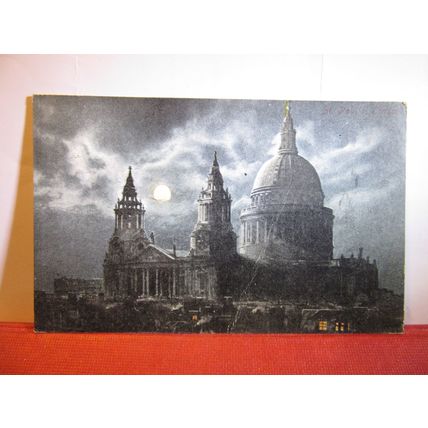 ST PAULS AT NIGHT, LONDON used postcard Valentine Moonlight series 1906 pm #