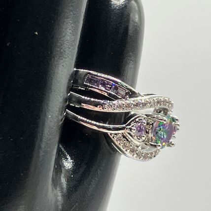Ring Silver Plated Cubic Zirconia Filled Heart #501, #524