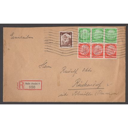 Germany 1935, Cover mailed from Halle to Ruckendorf w/Mi #565 & partial Blatt82