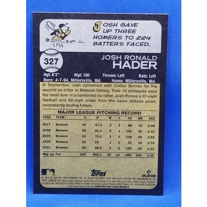 2022 Topps Heritage #327 Josh Hader