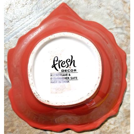Fresh Decor Ceramic Leaf Serving Bowl Rust Orange 7"Hx6.5"Wx2"D Thanksgiving
