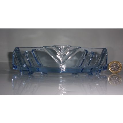 Stolzle Art Deco Blue Glass Curved Bloom Trough.