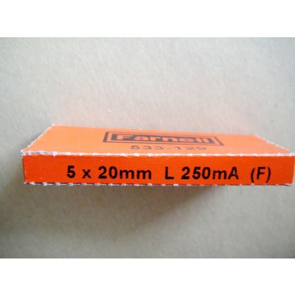 250mA 250v 20mm Quickblow Fuses, Farnell Pack of 10 New Old Stock