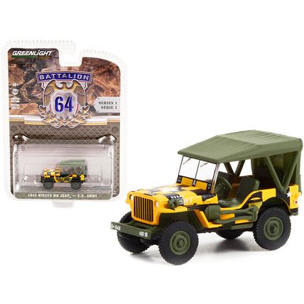 1943 Willys MB Jeep Yellow and Black with Green Top "Follow Me" U.S. Army "Ba...