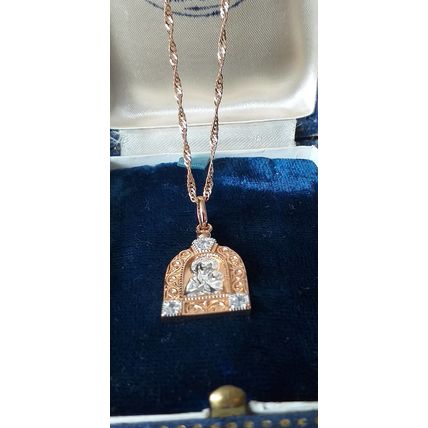 Vintage 1990-s 14 CT Rolled Gold Religious Pendant on Chain-Hallmarked 585 RG